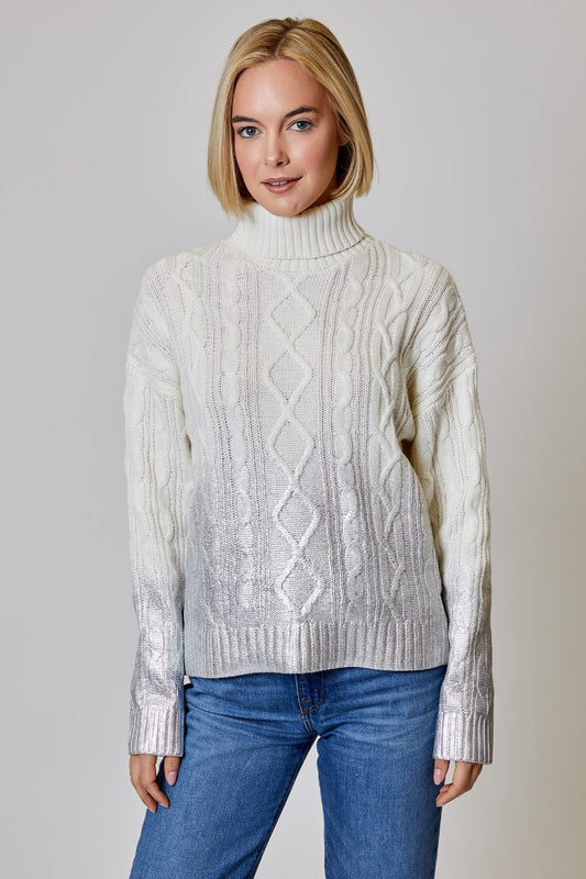 MOCK NECK FOIL SWEATER