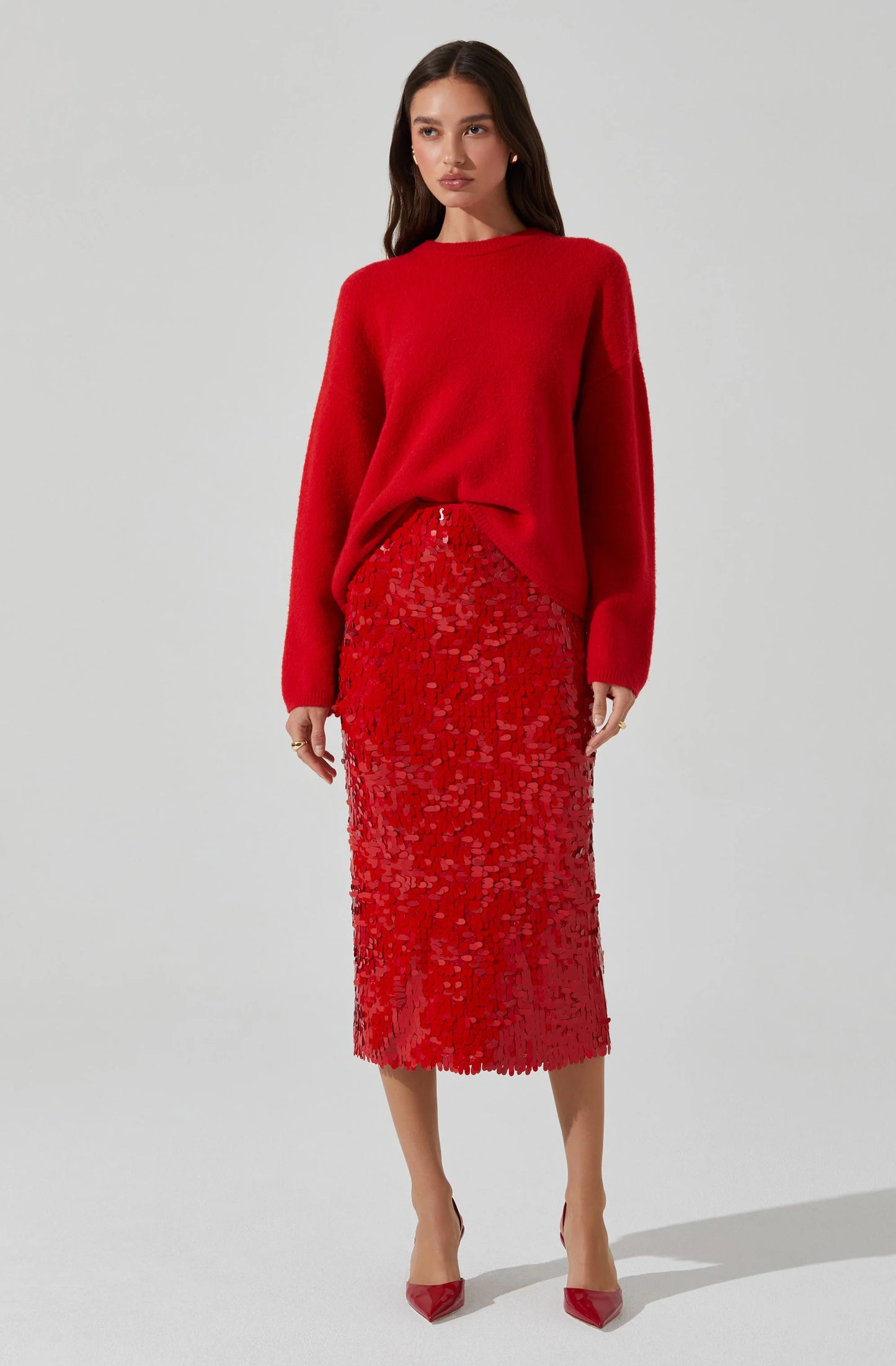 AMOS SEQUIN MIDI SKIRT