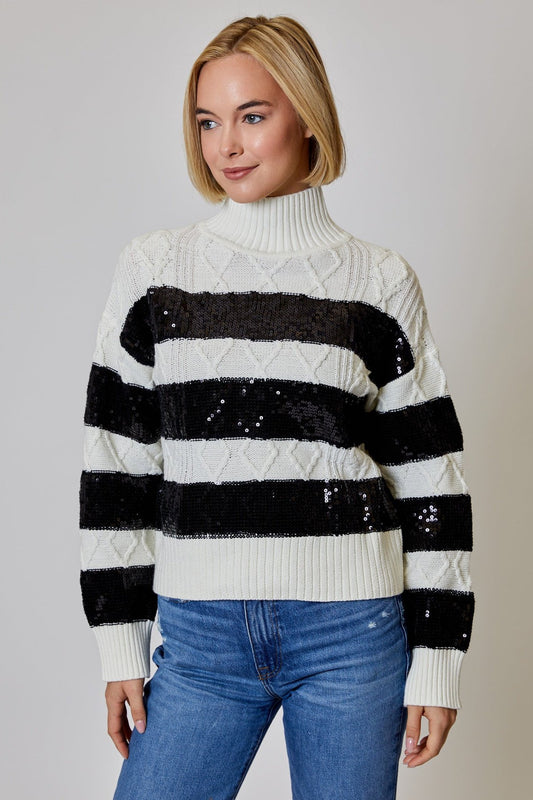 SEQUIN STRIPE SWEATER