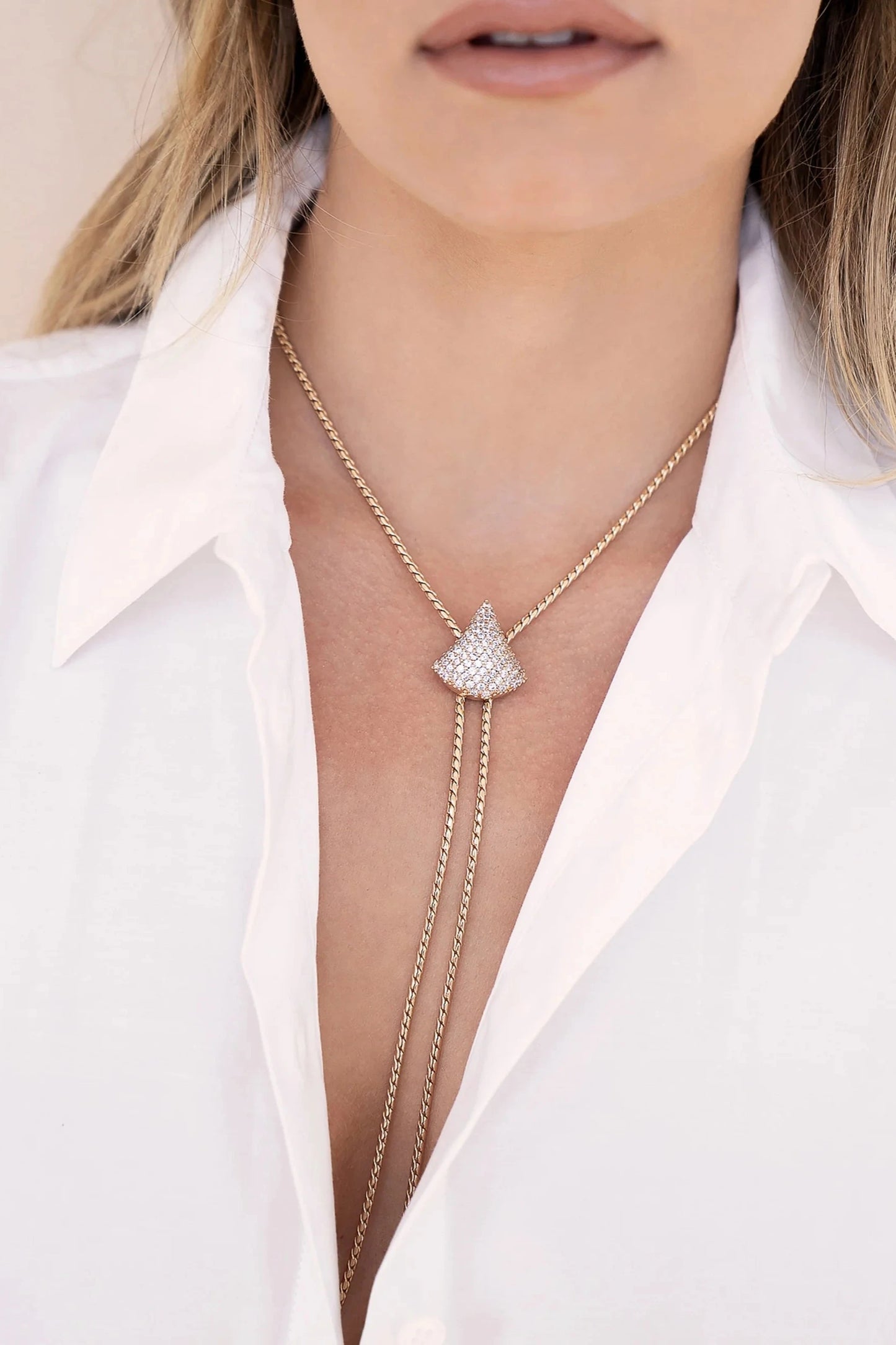 PAVE SHINE BOLO NECKLACE