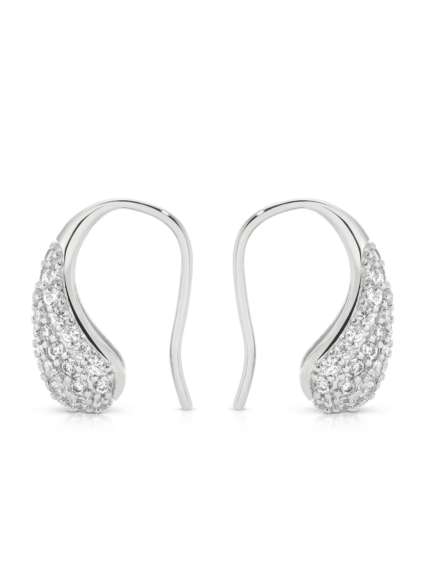 HOOKED PAVE PEARL EARRINGS