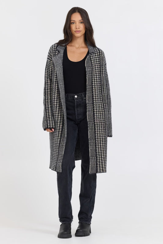 HOUNDSTOOTH LONG KNIT COAT