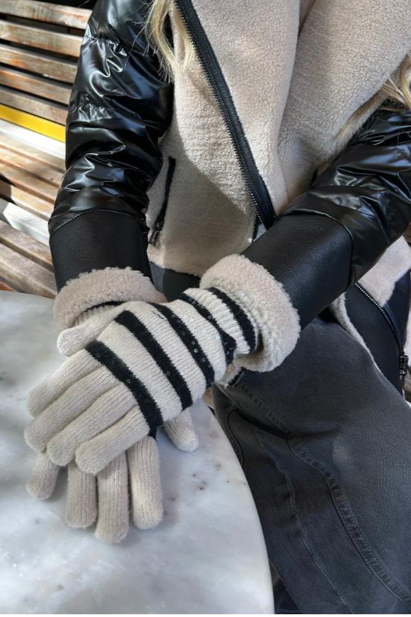 STRIPED KNIT GLOVES