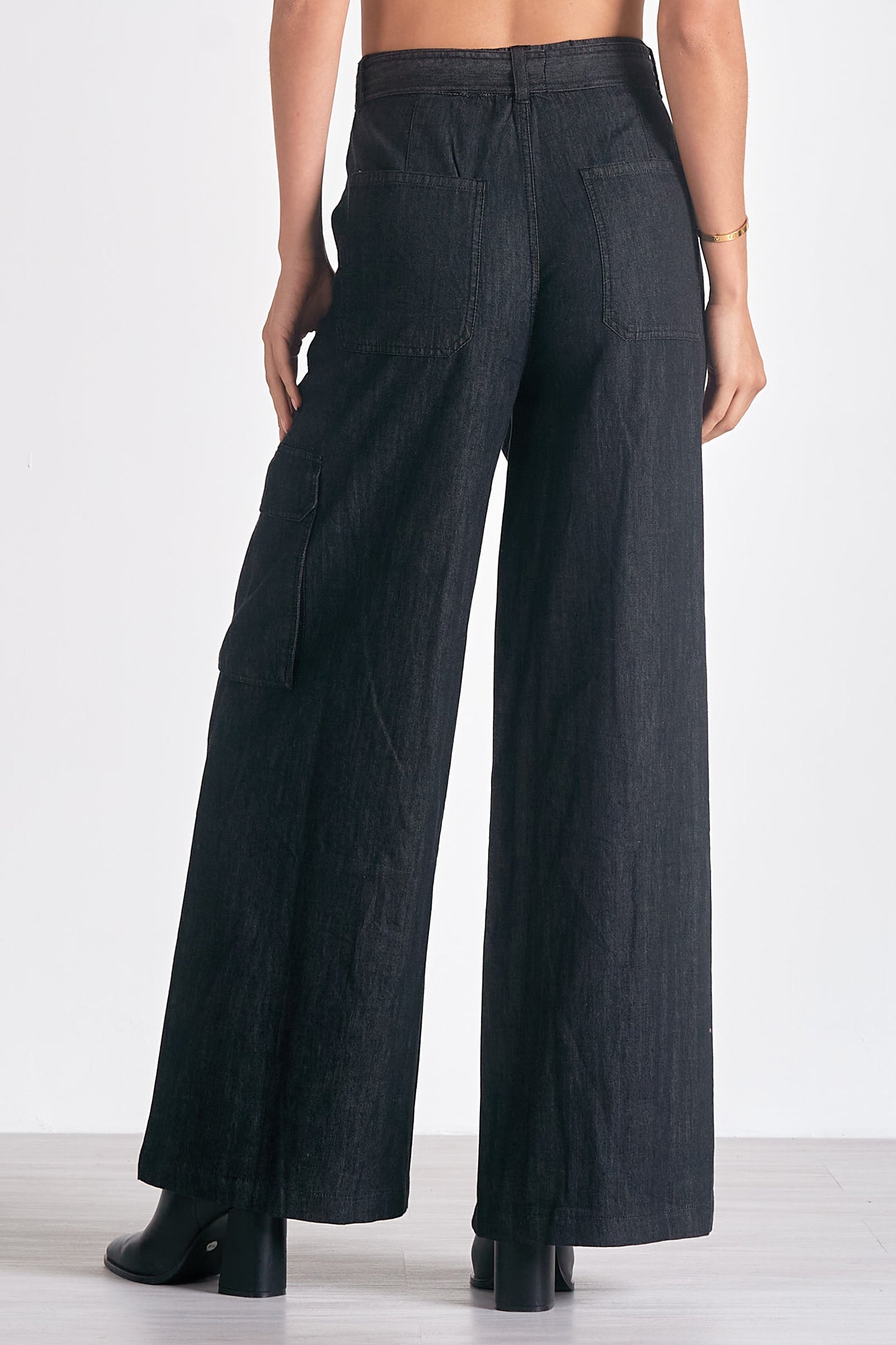 BLACK WIDE LEG PANTS