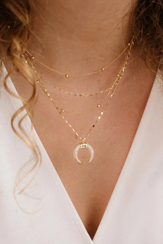 LAYERED GOLD HORN NECKLACE