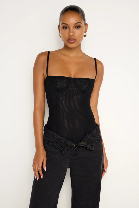 CORSET DEMI MESH BODYSUIT