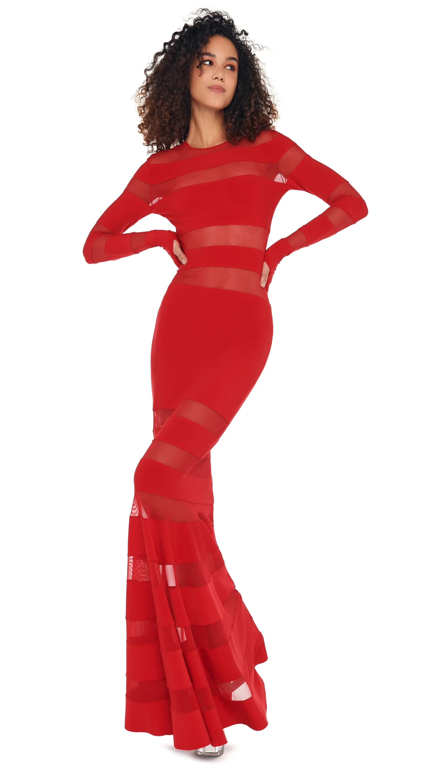 TIGER RED FISHTAIL GOWN