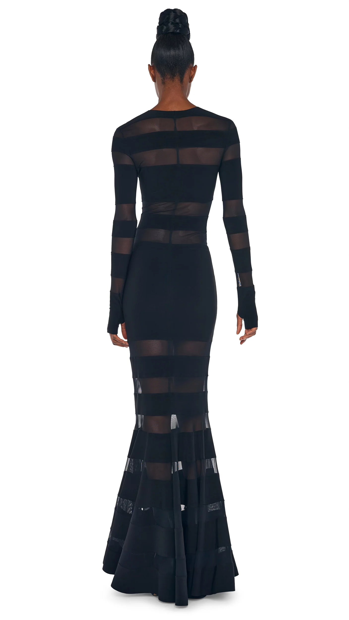 BLACK MESH FISHTAIL GOWN