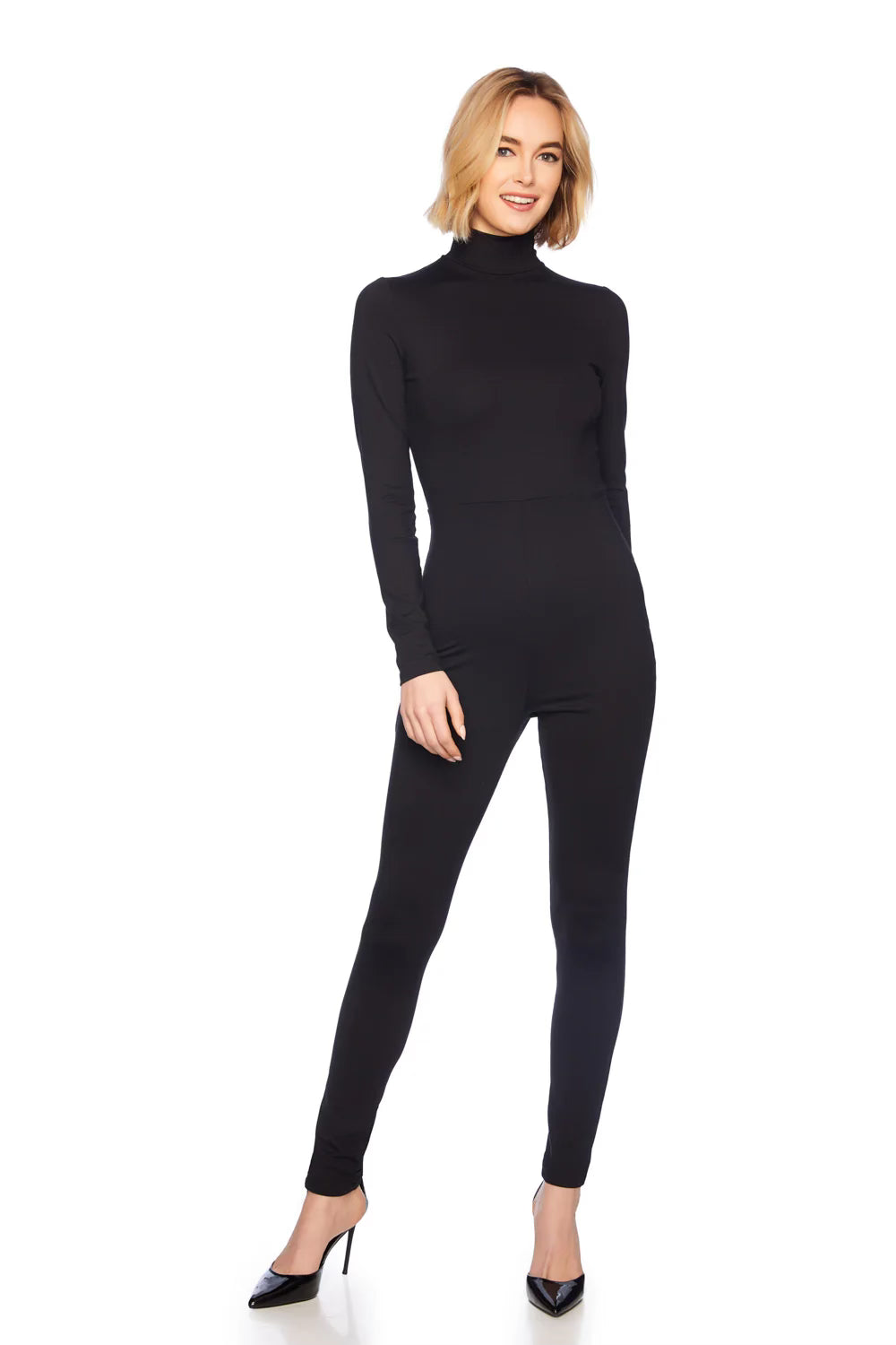 MOCK NECK LONG SLEEVE JUMPSUIT