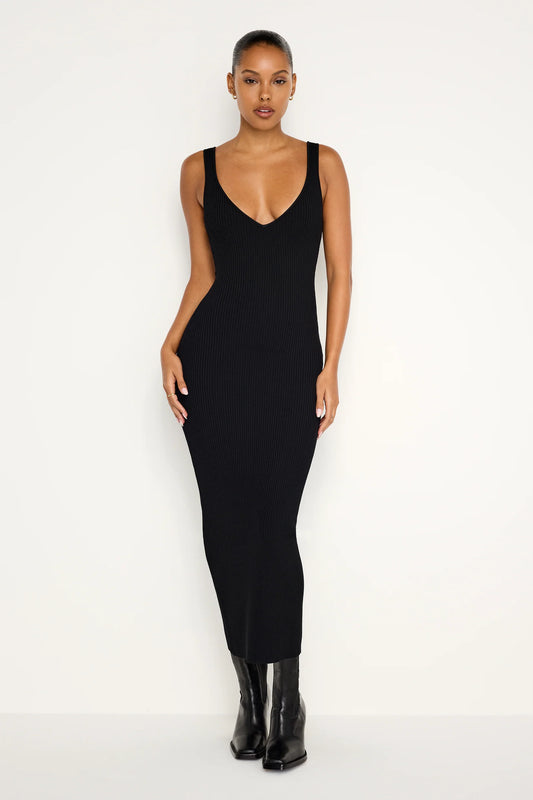 GOOD AMERICAN RIBBED MIDI DRESS